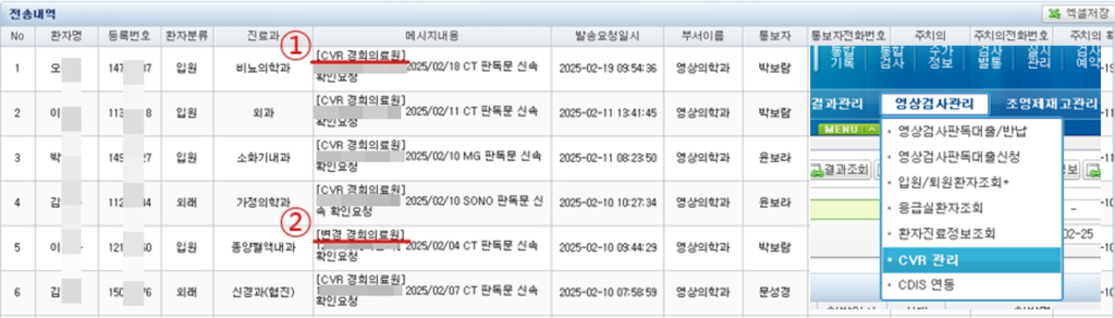 영상검사 결과 보고 요약 (TAT, CVR)